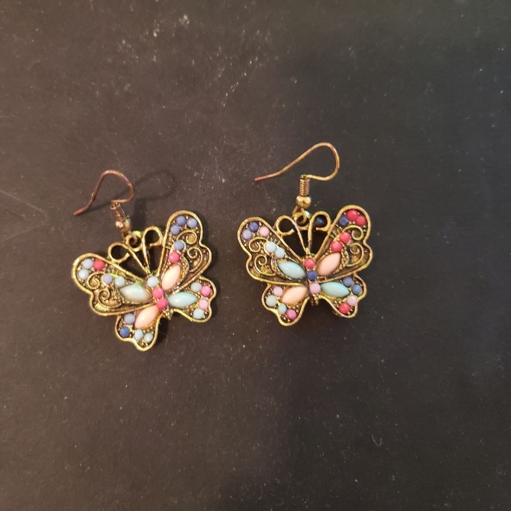 Boho Butterfly Earrings – Colorful Enamel & Filigree Statement Jewelry